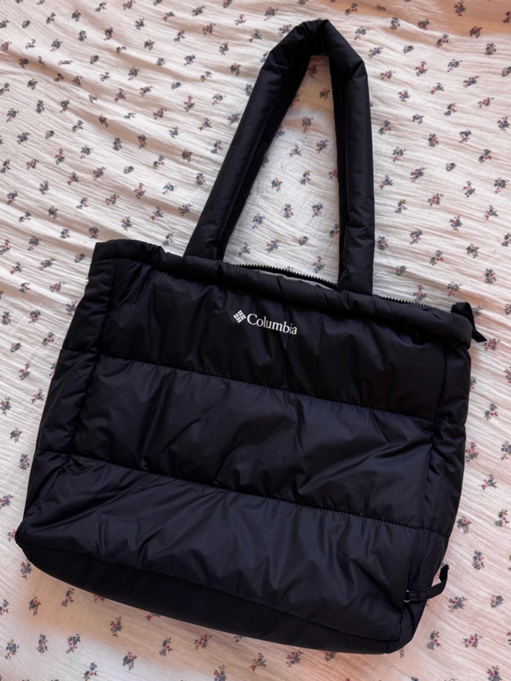 Columbia Black Quilted Puffer Tote Bag